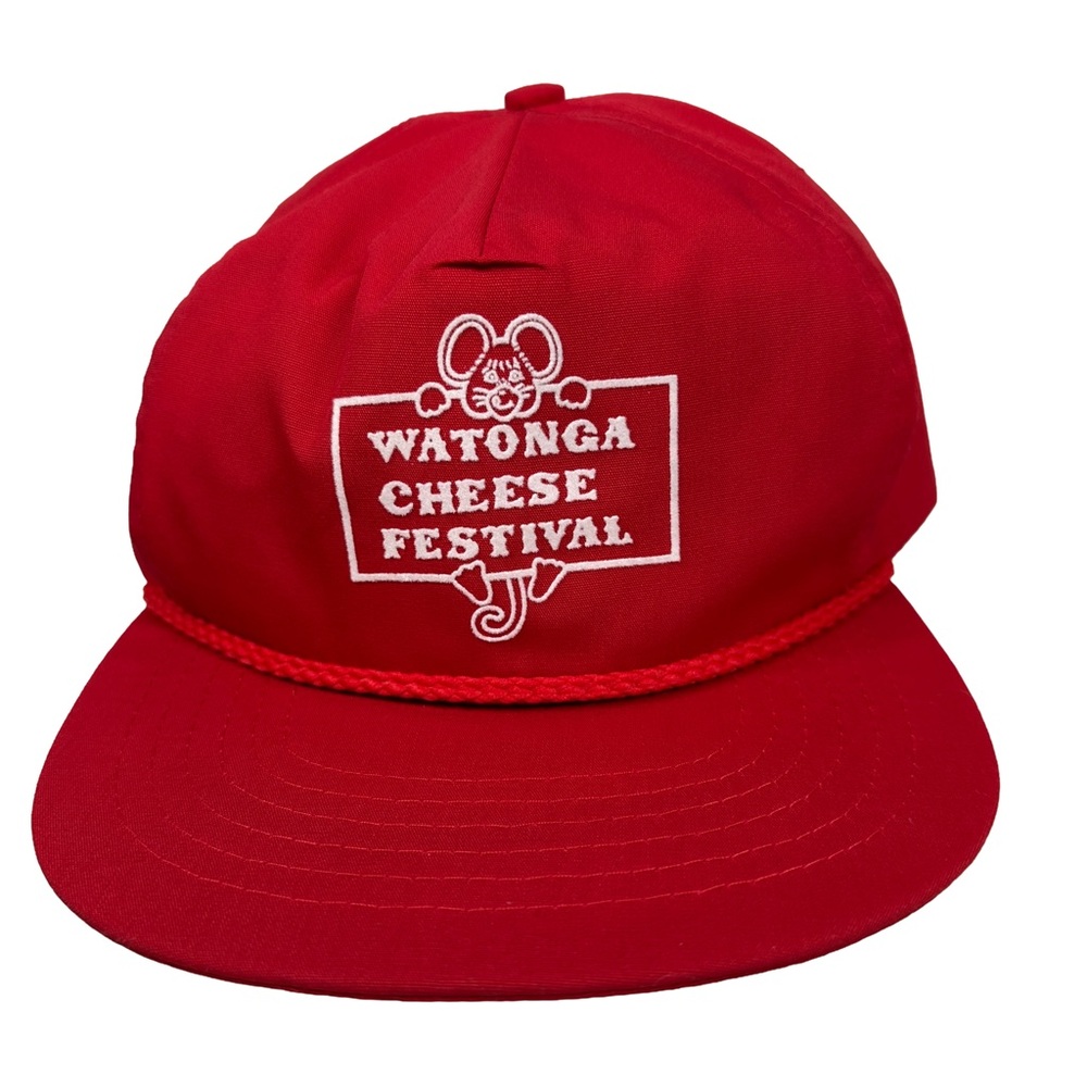 Vintage SnapBack Watonga Cheese Festival Cap rope red retro 90s mouse‎ Oklahoma